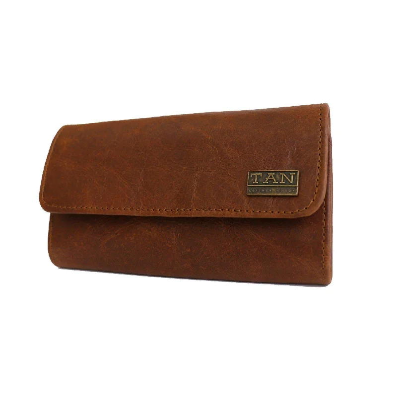 Foldable coin and key purses made of flexible PVC for travelTan Leather Goods - Lauren Leather Ladies Wallet | Pecan