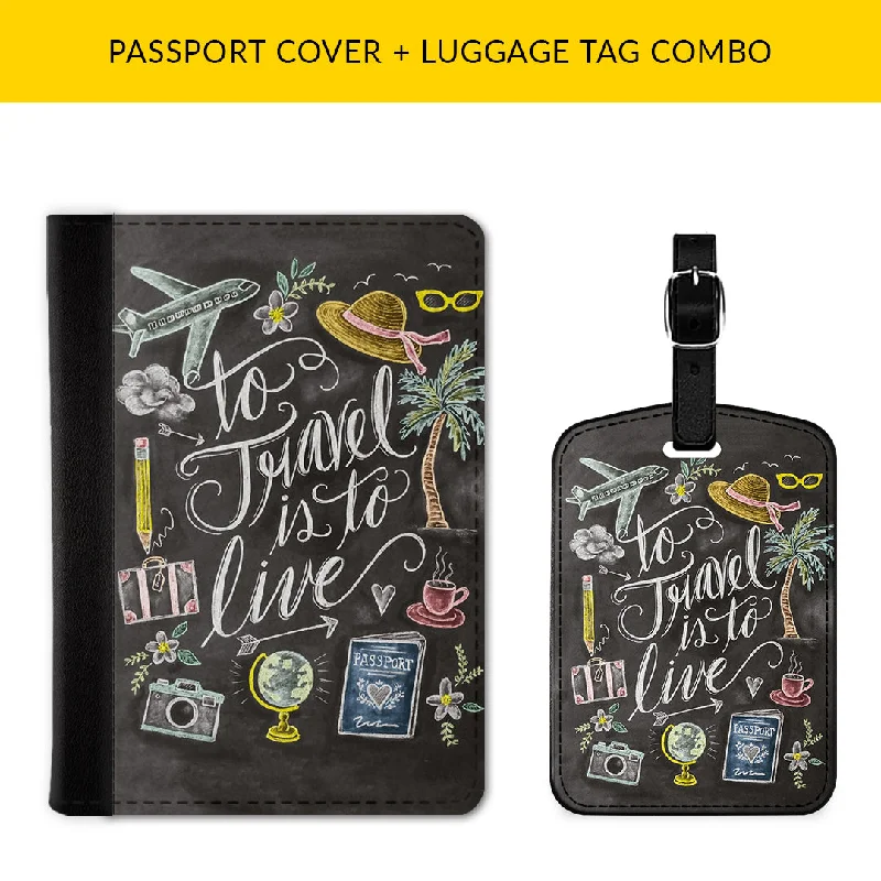 Leather Passport Covers & Wallets with Handmade Stitching for Luxury TravelersTravel Doodle Passport & Luggage Tag Combo