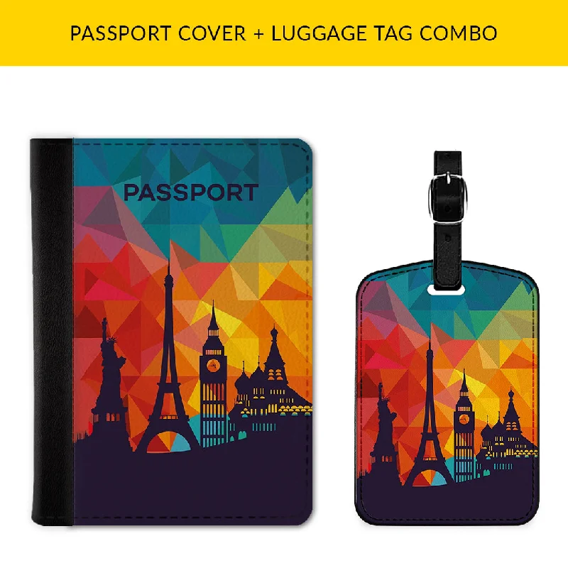 Leather Passport Covers & Wallets with Handmade Stitching for Luxury TravelersWanderlust Prisma Passport & Luggage Tag Combo