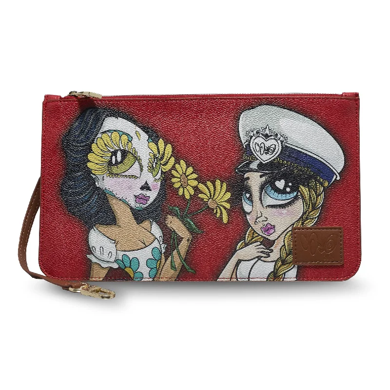 Vintage - style coin and key purses made of genuine suede for womenWristlet -Never-full Collection