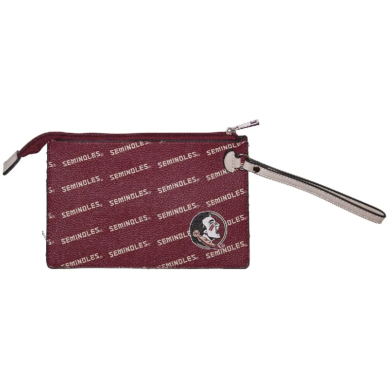 Laser - cut metal coin and key purses with geometric designsLittle Earth Seminole Logo/Seminoles Design Wristlet - Garnet