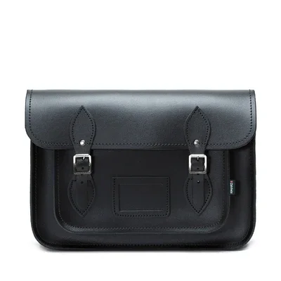 Satchel with multiple compartments and dividers for organizationHandmade Leather Satchel - Black