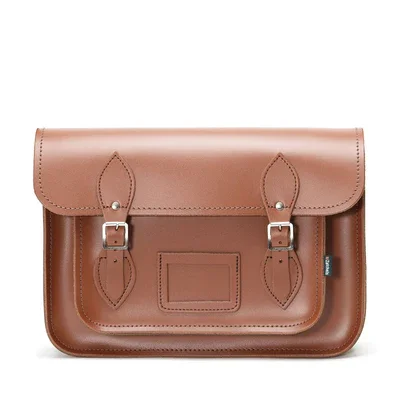 Satchel with a hidden anti-theft pocket for securityHandmade Leather Satchel - Chestnut