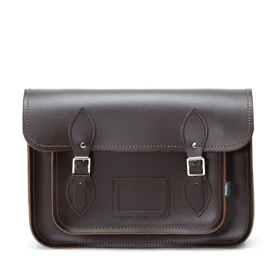 Metallic satchel with a shiny finish for evening eventsHandmade Leather Satchel - Dark Brown