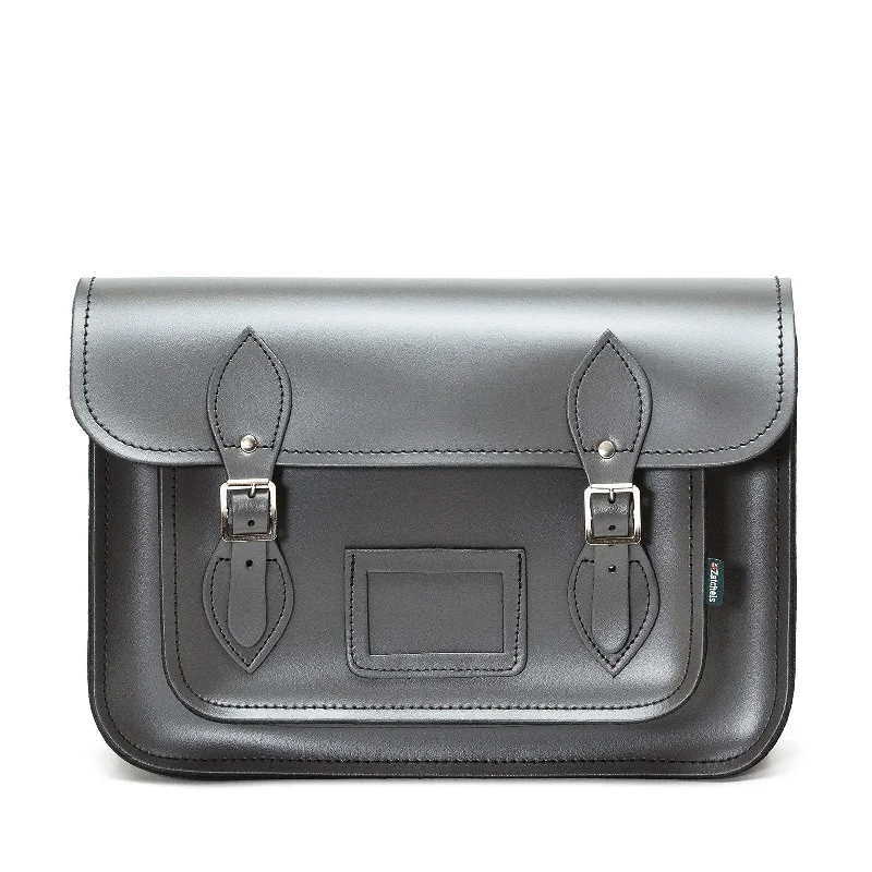 Women's leather satchel with a hand-stitched edge for a premium lookHandmade Leather Satchel - Graphite