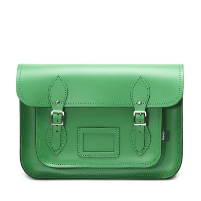 Studded satchel with a punk-rock edgeHandmade Leather Satchel - Green