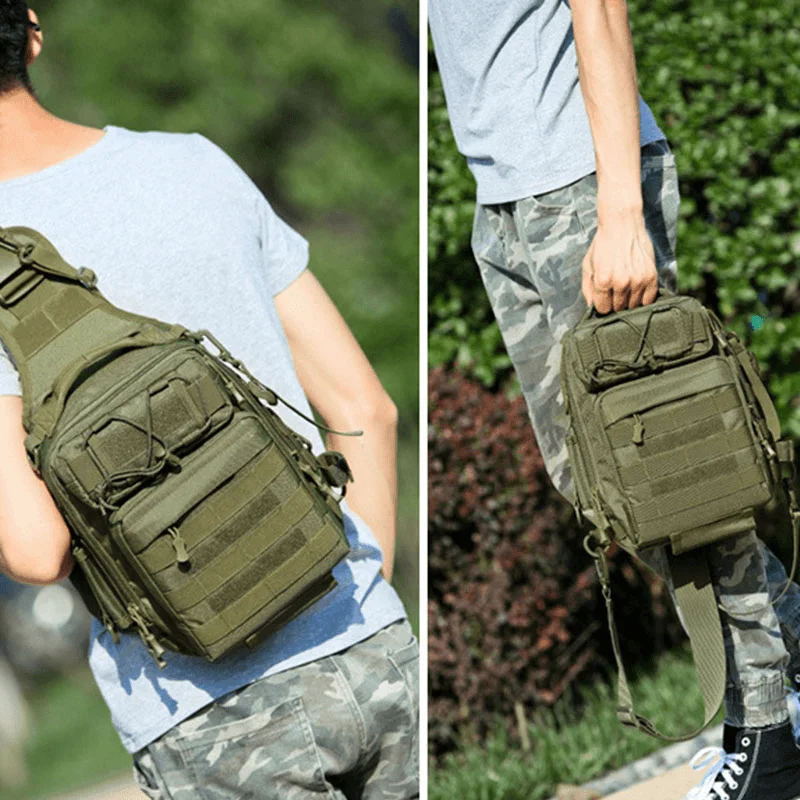 Men's chest bags with a shock - absorbing strapMen Nylon Camouflage Large Capacity Multi-Carry Tactical Travel Outdoor Chest Bag Shoulder Bag