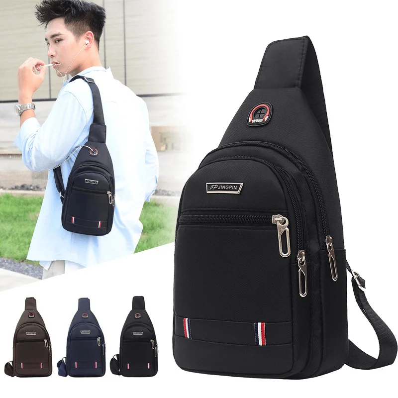 Men's waist bags with a drawstring closureMen Nylon Waterproof Fashion Casual Outdoor Chest Bag Crossbody Bag