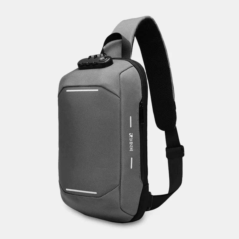 Men's chest bags with a reflective logoMen Oxford Password Lock Anti-Theft Reflective Strip Design Waterproof Multi-Pockets Crossbody Sling Bag Chest Bag