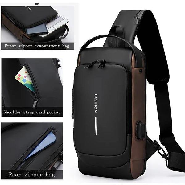 Men's anti-theft backpack with hidden compartments for urban travelMen’s Fashion Anti-Theft USB Charging Cross body Bag – KBF207