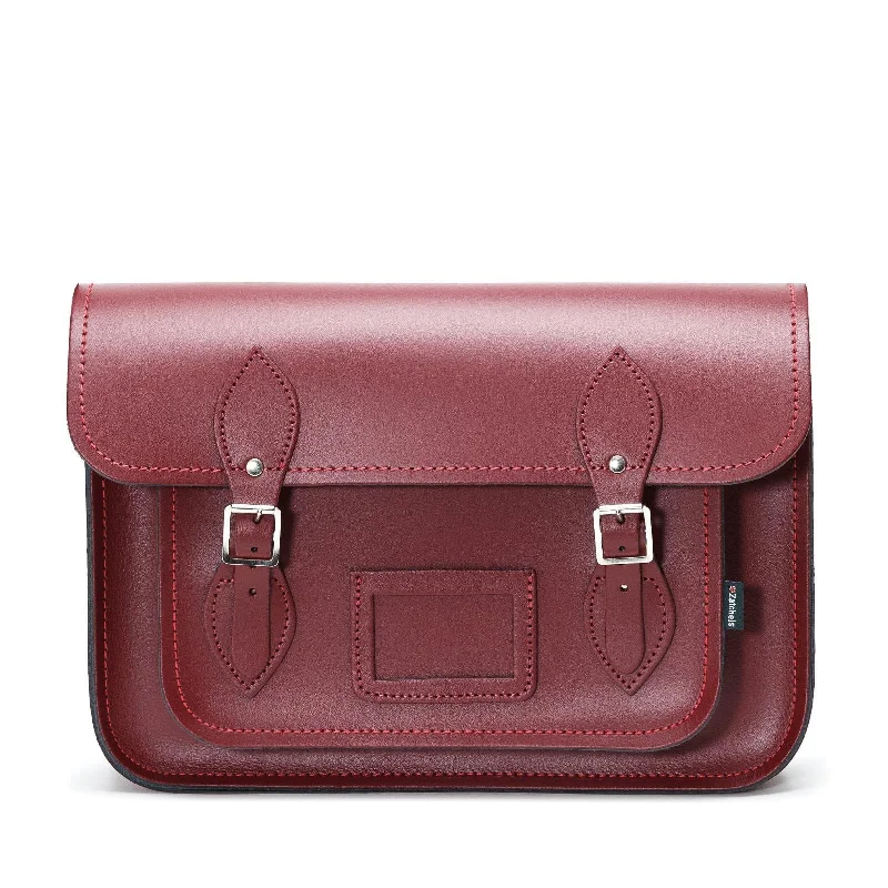 Plus-size satchel with a spacious interior for carrying all essentialsHandmade Leather Satchel - Oxblood Red