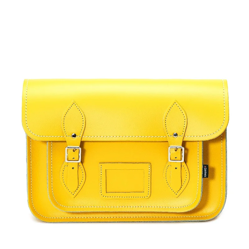 Vegan leather satchel for eco-conscious consumersHandmade Leather Satchel - Pastel Daffodil Yellow