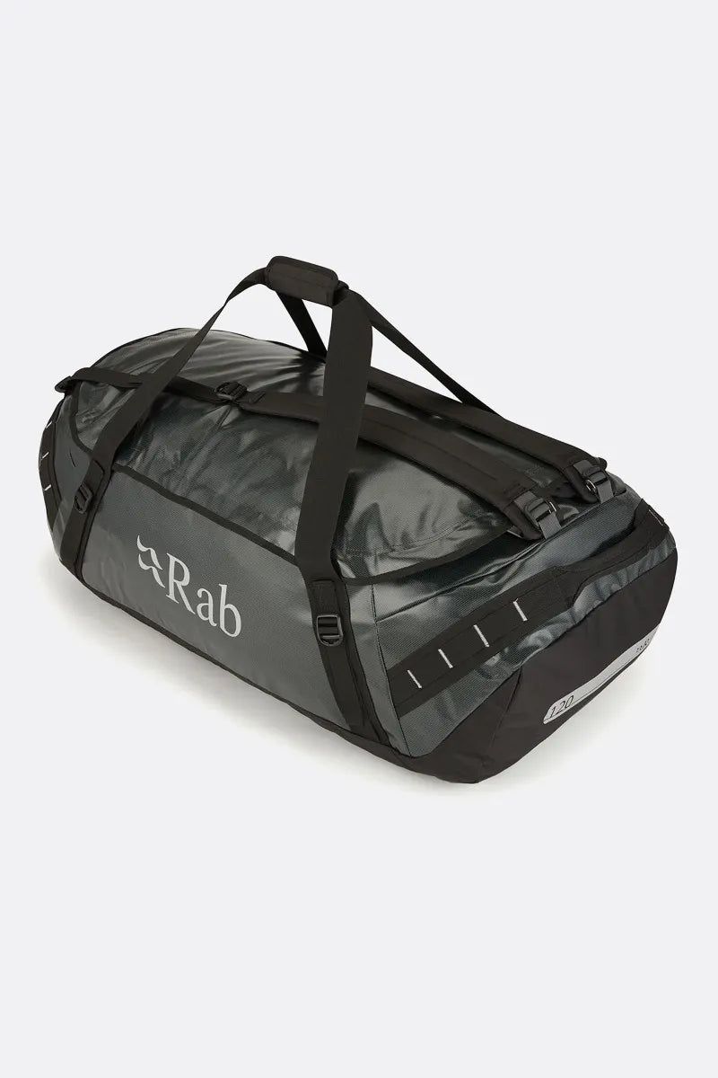 Travel duffel bags with spinner wheels for convenient movement at airportsRAB Expedition II Kit Bag 120L