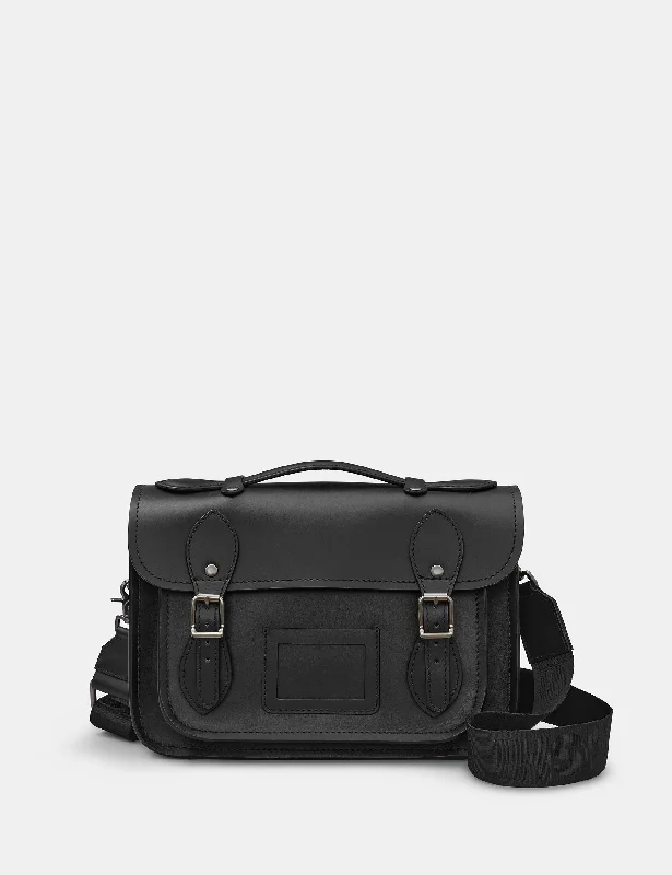 Plus-size satchel with a spacious interior for carrying all essentialsDewhurst 10.5" Black Leather Satchel Bag