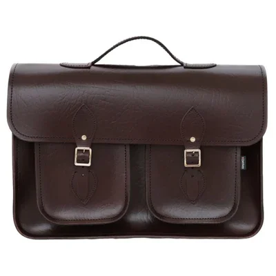 Vegan leather satchel for eco-conscious consumersTwin Pocket Executive Handmade Leather Satchel - Marsala Red