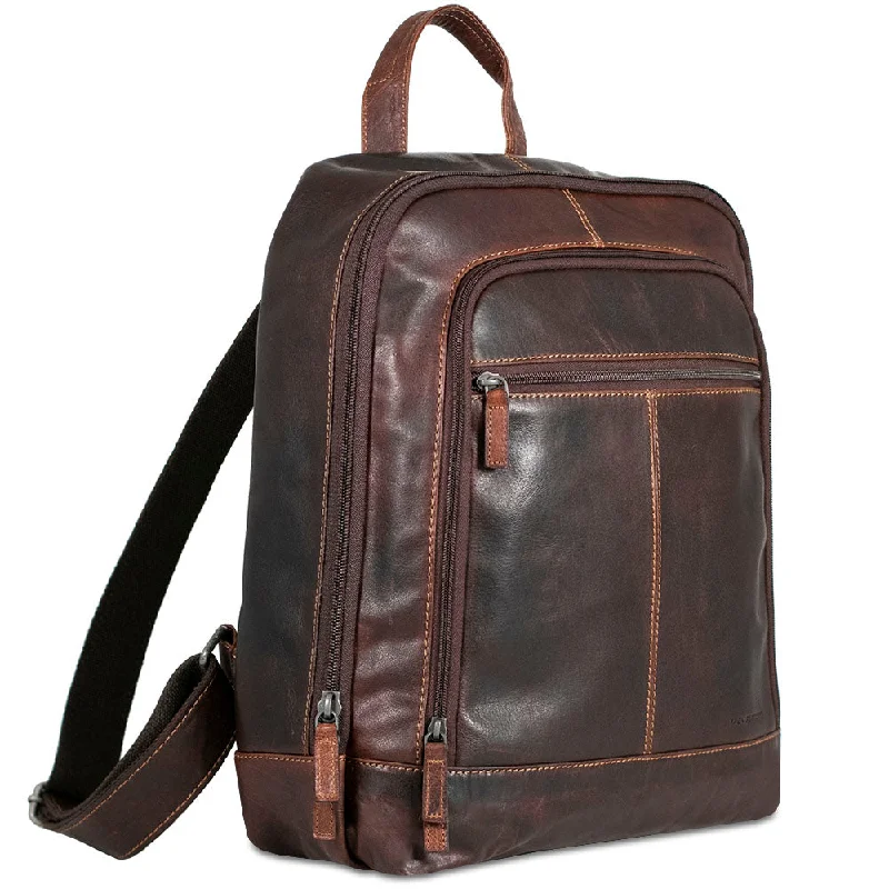 Men's leather backpack with vintage-style brass hardware for business useVoyager Backpack #7516